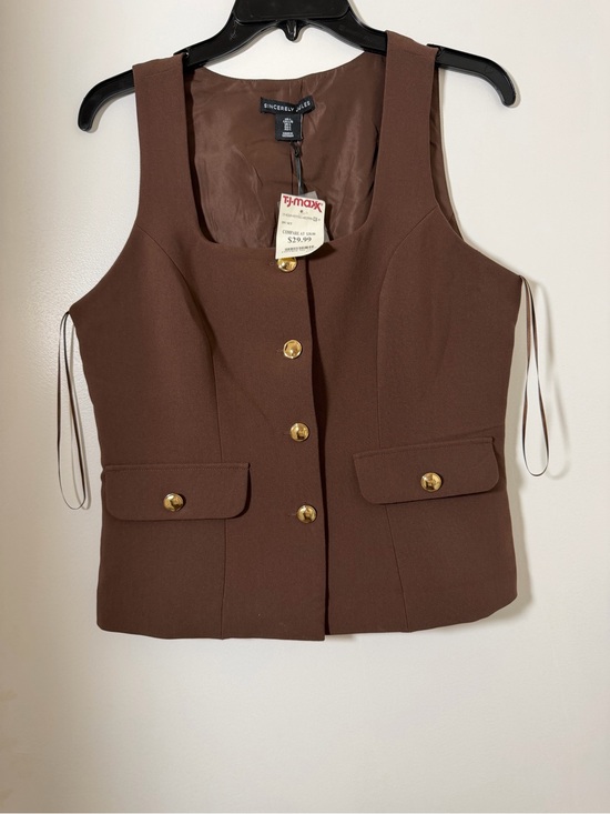 T.J.Maxx Dresses & Skirts - NWT Brown Button-Front Tailored Vest and Skirt Set - size Large